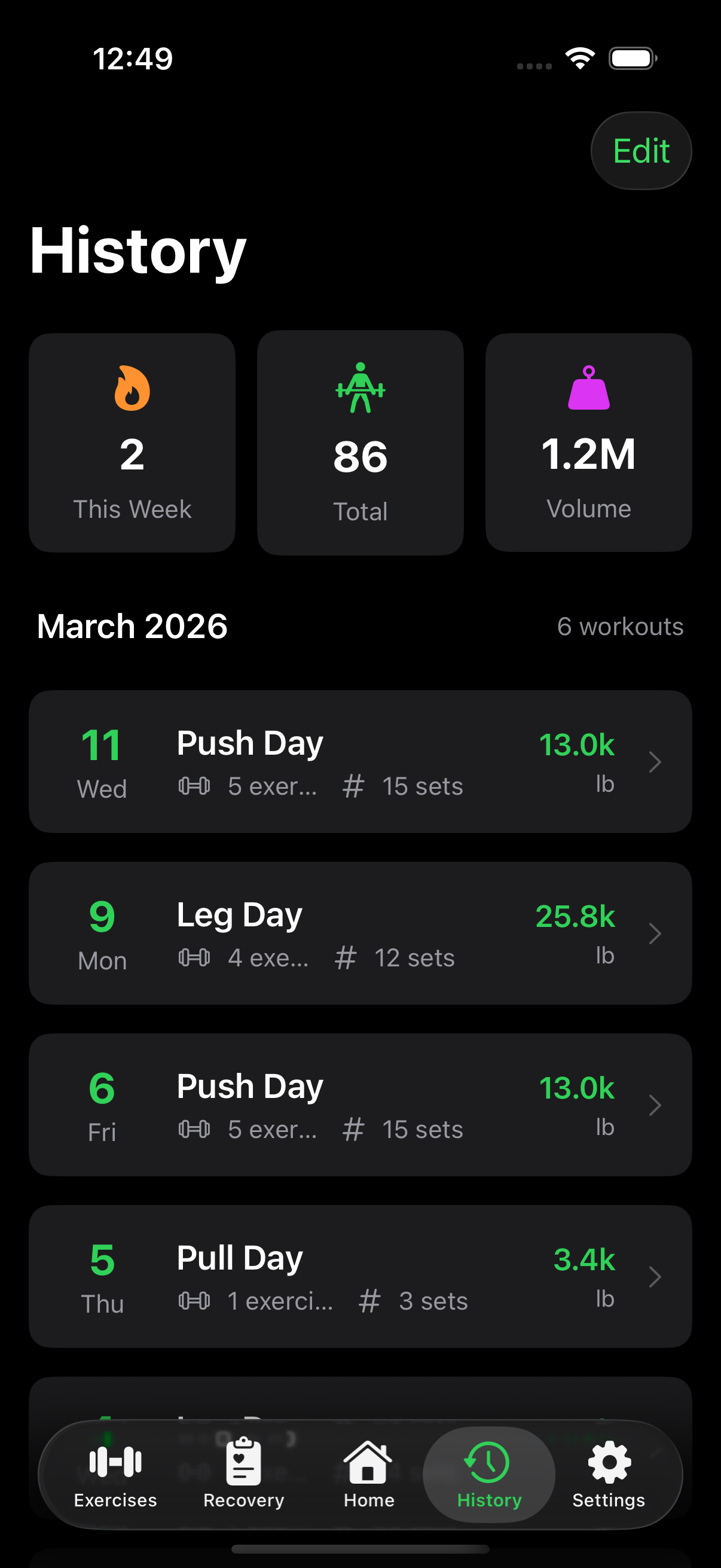 History & Analytics screenshot