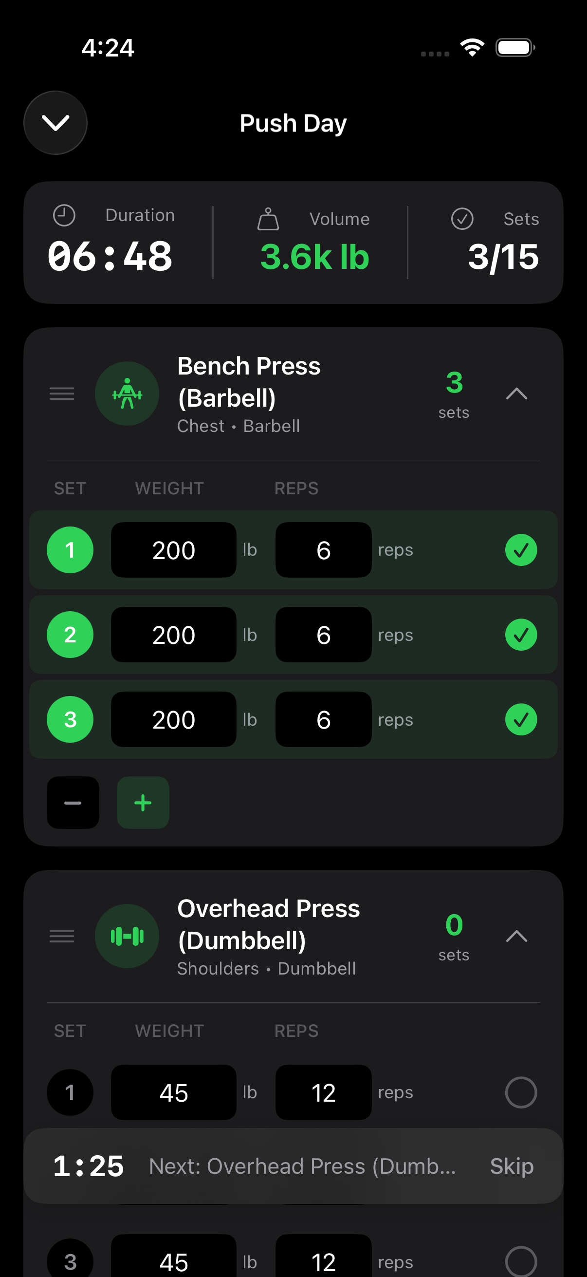 Workout Logging screenshot